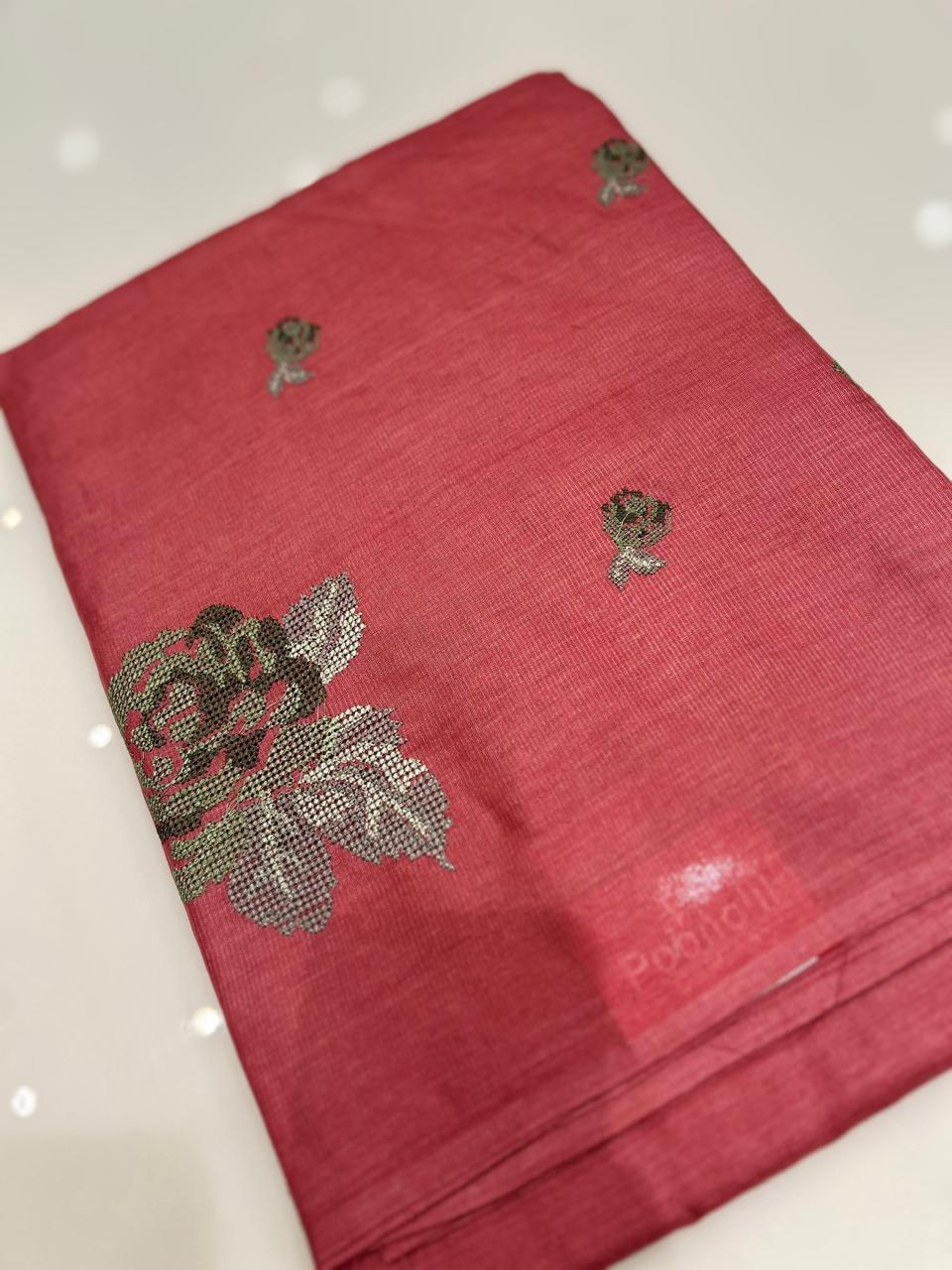 Tussar Saree - Cherry shade Search code 3958