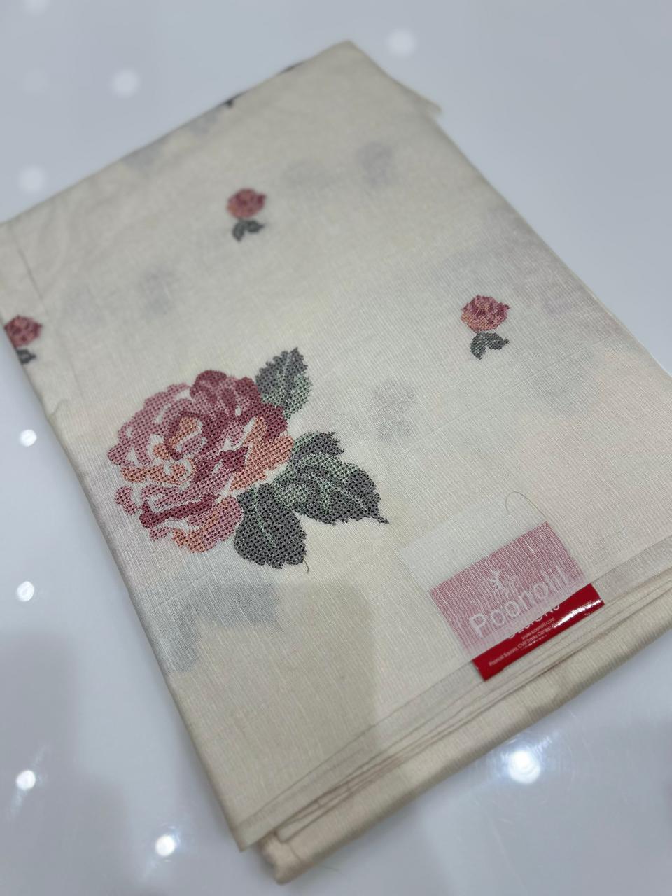 Tussar Saree - Off white to Onion pink shade Search code 3960