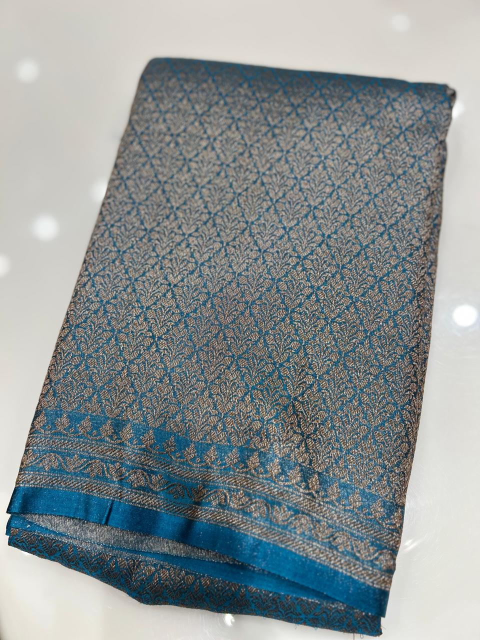 Semi Banarasi saree - Blue  shade  Search code 3966