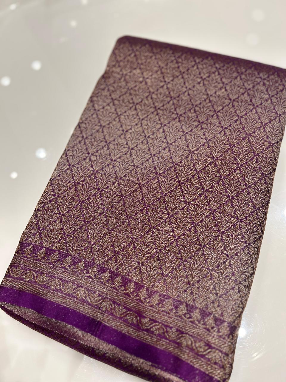 Semi Banarasi saree - Purple shade  Search code 3963