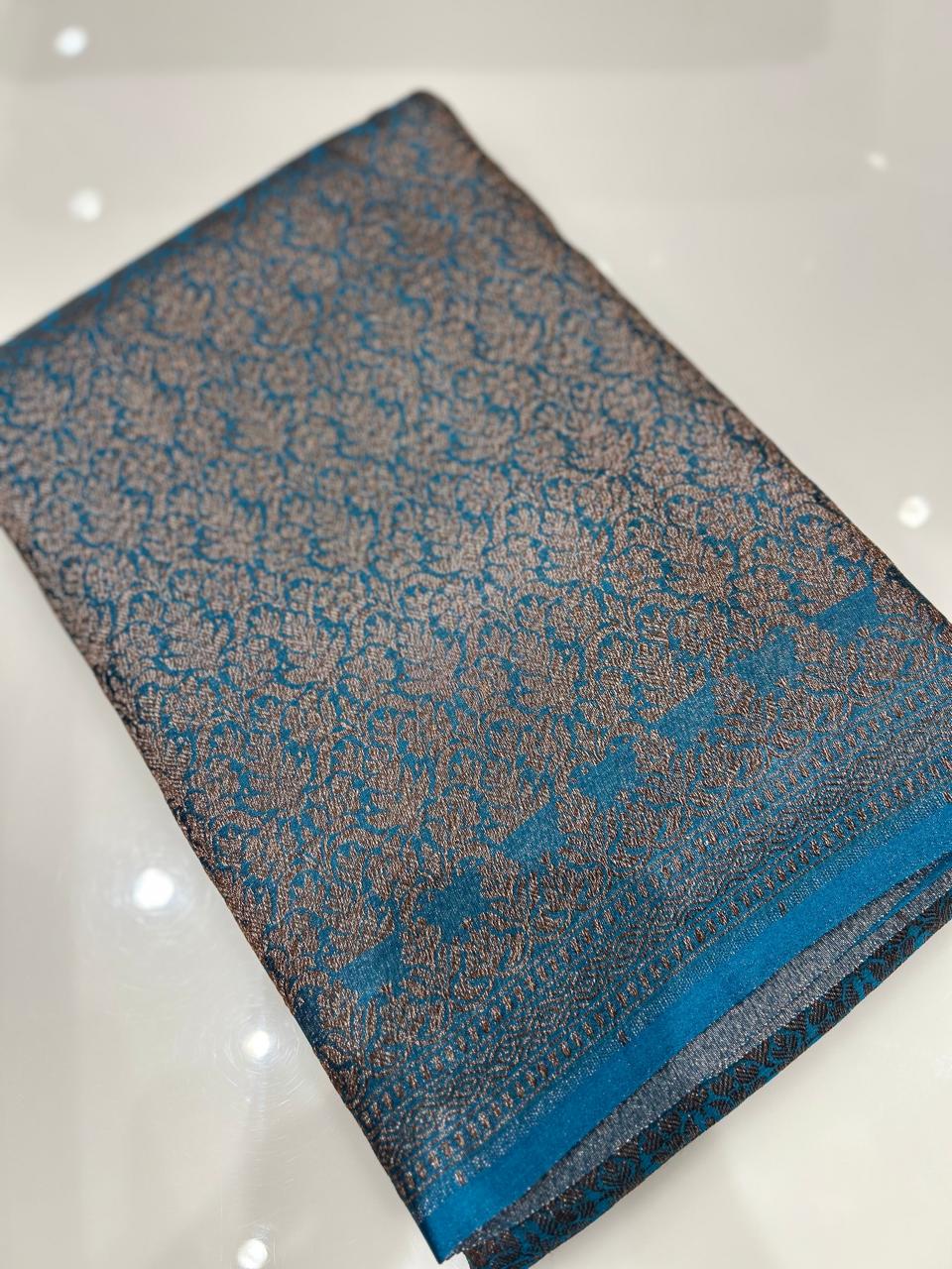 Semi Banarasi saree -Blue shade  Search code 3981