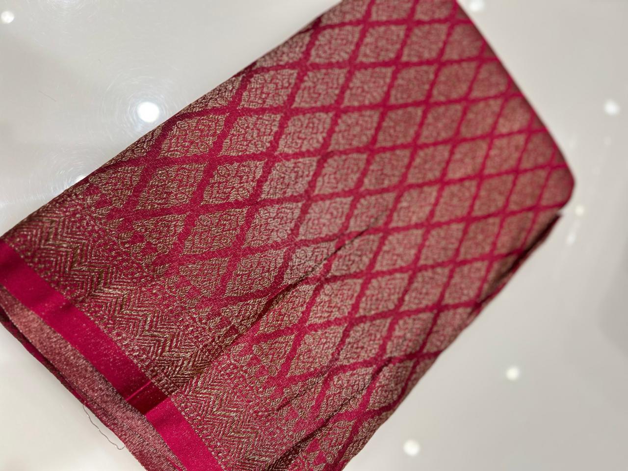 Semi Banarasi saree -Pink shade  Search code 3987