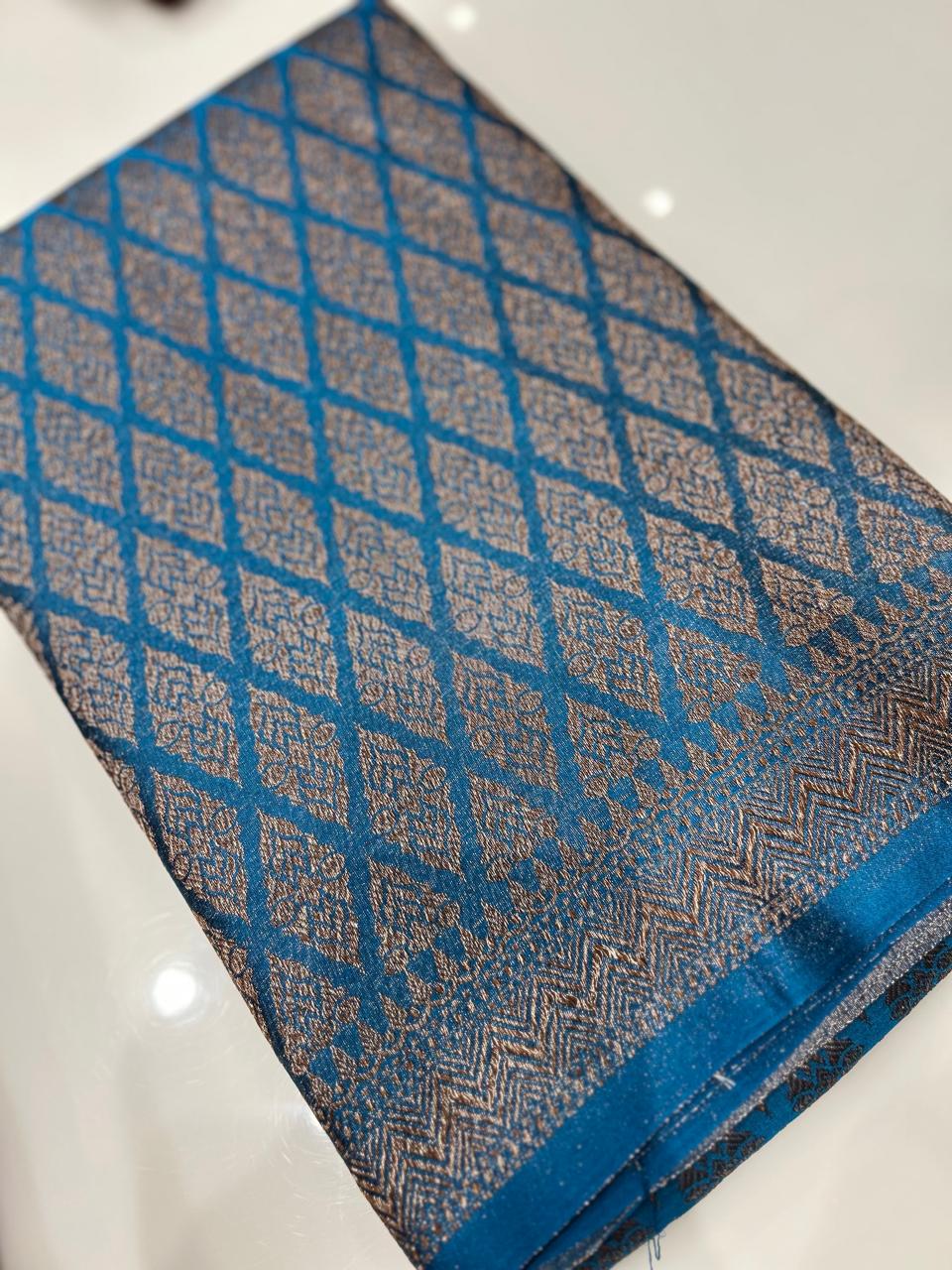 Semi Banarasi saree -Blue shade  Search code 3983