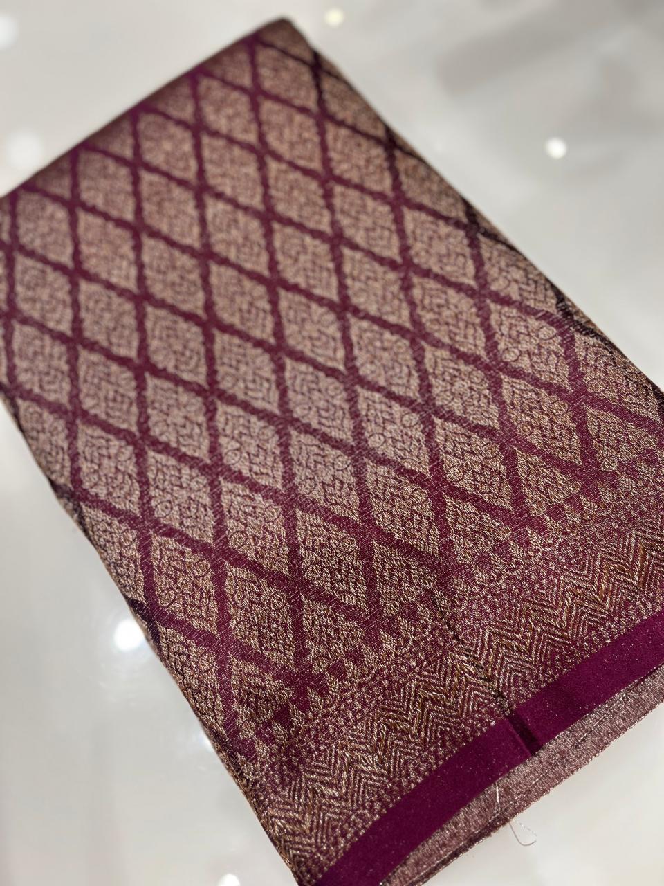 Semi Banarasi saree -Purple shade  Search code 3982