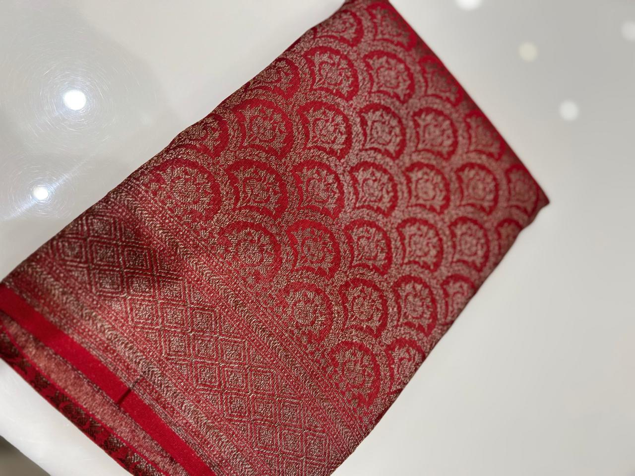 Semi Banarasi saree -Red shade  Search code 3991