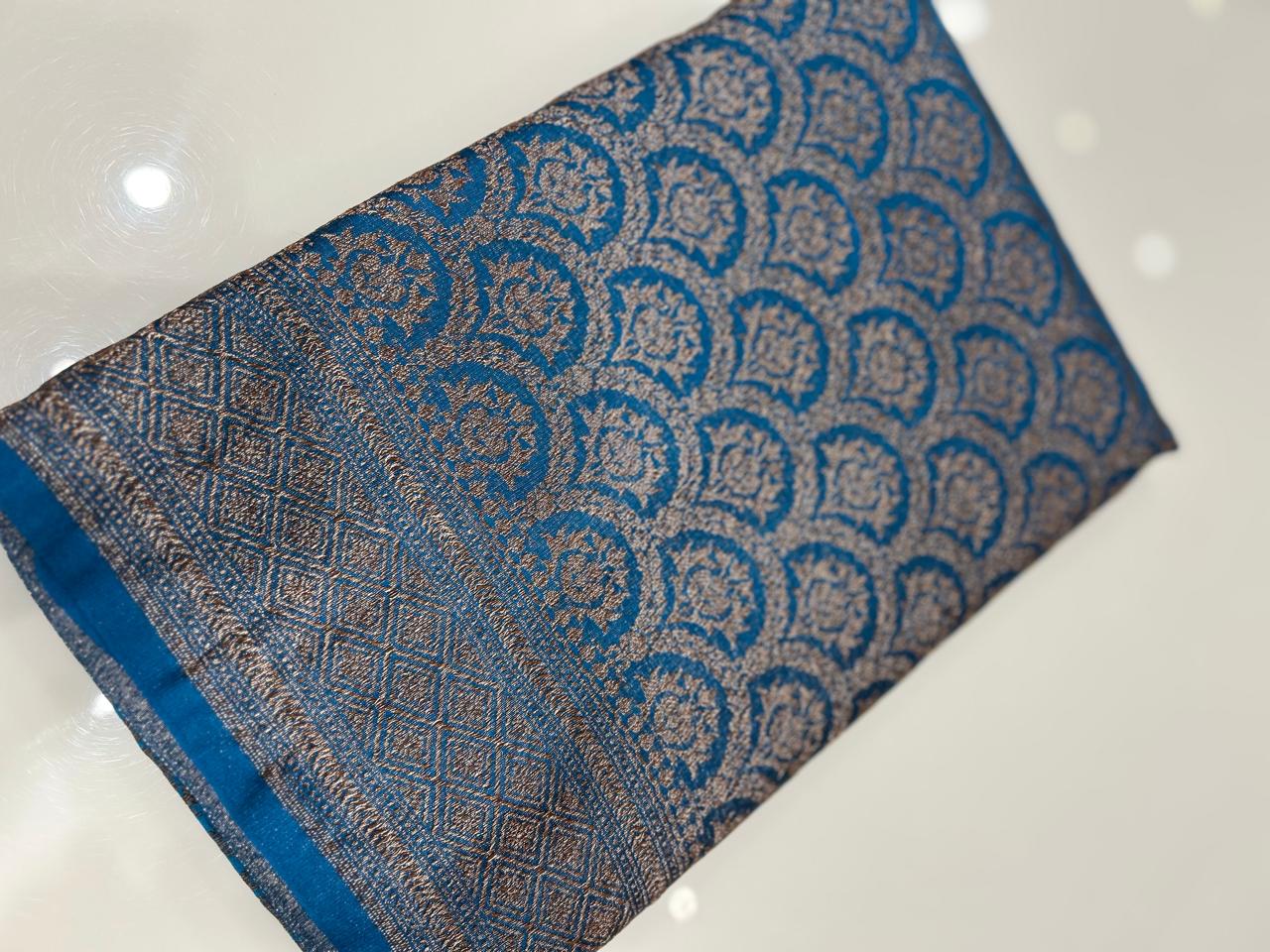 Semi Banarasi saree -Blue shade  Search code 3988