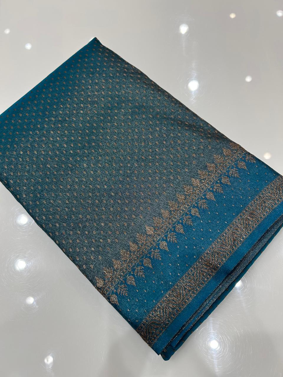 Semi Banarasi saree -Blue shade  Search code 4003