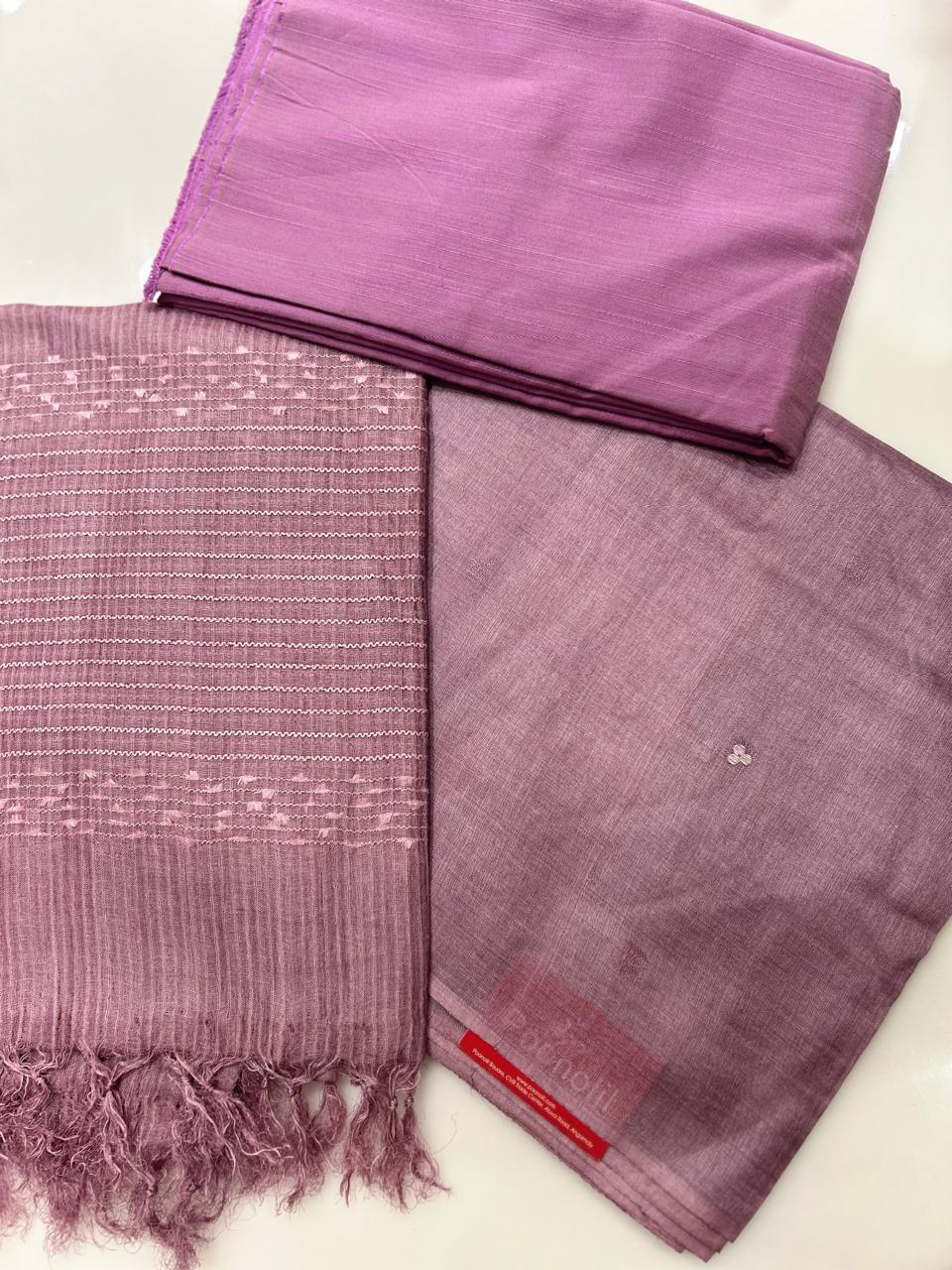 UNSTITCHED TUSSAR SUIT SET -Pink shade Search code 1600