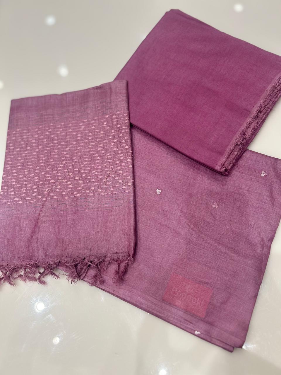 UNSTITCHED TUSSAR SUIT SET -Pink  shade Search code 1606