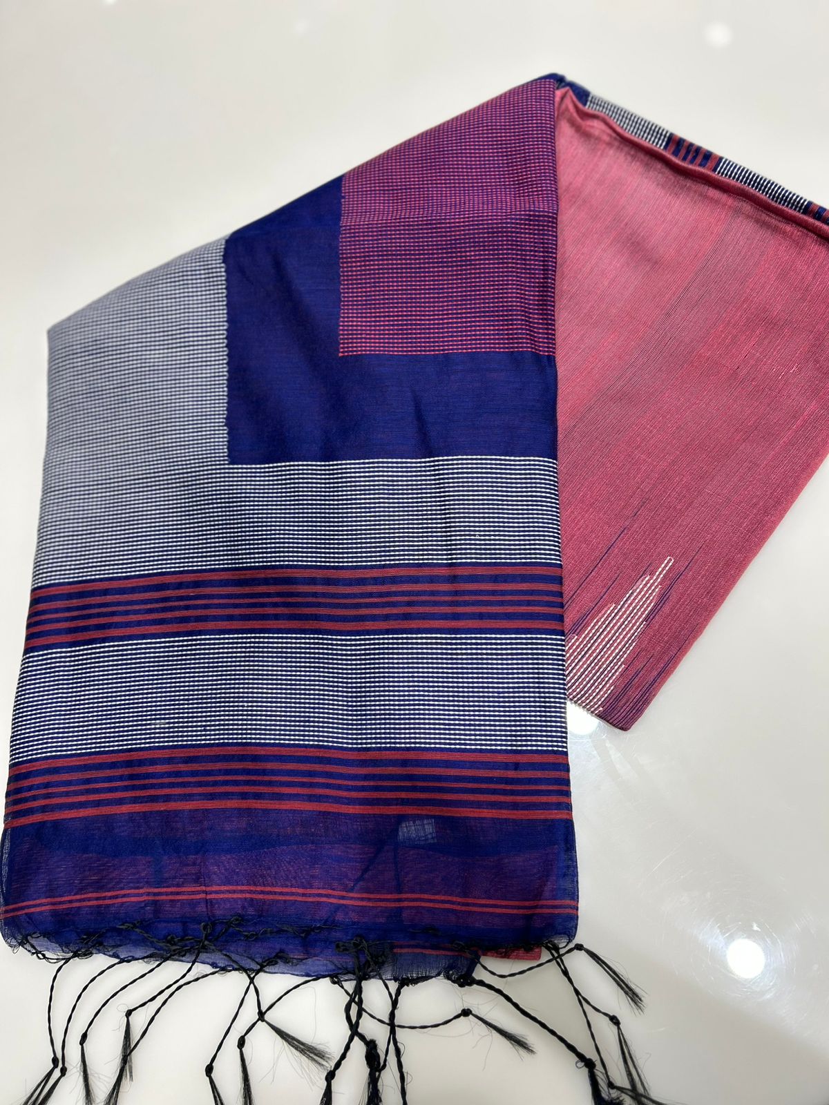 Cotton  Saree-Pink to Blue  shade Search code 7407