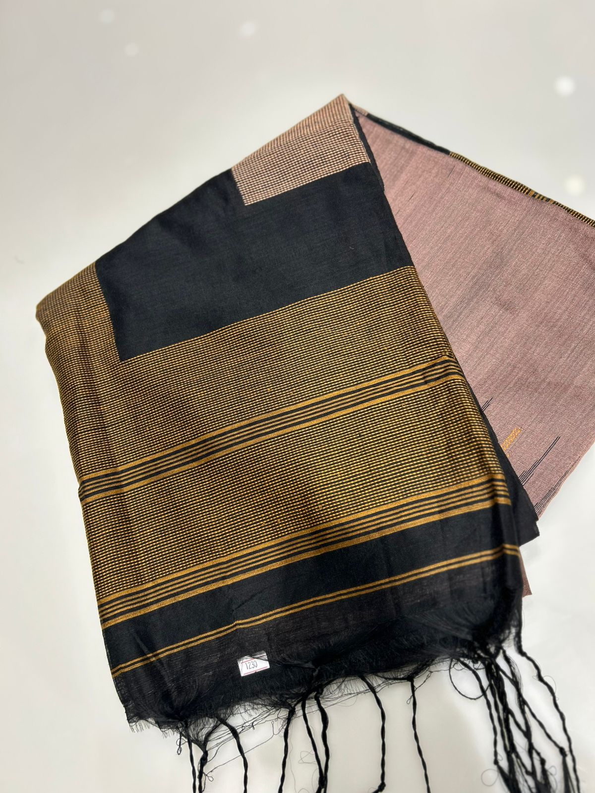 Cotton  Saree- Dusty chiku  to Black   shade Search code 7410