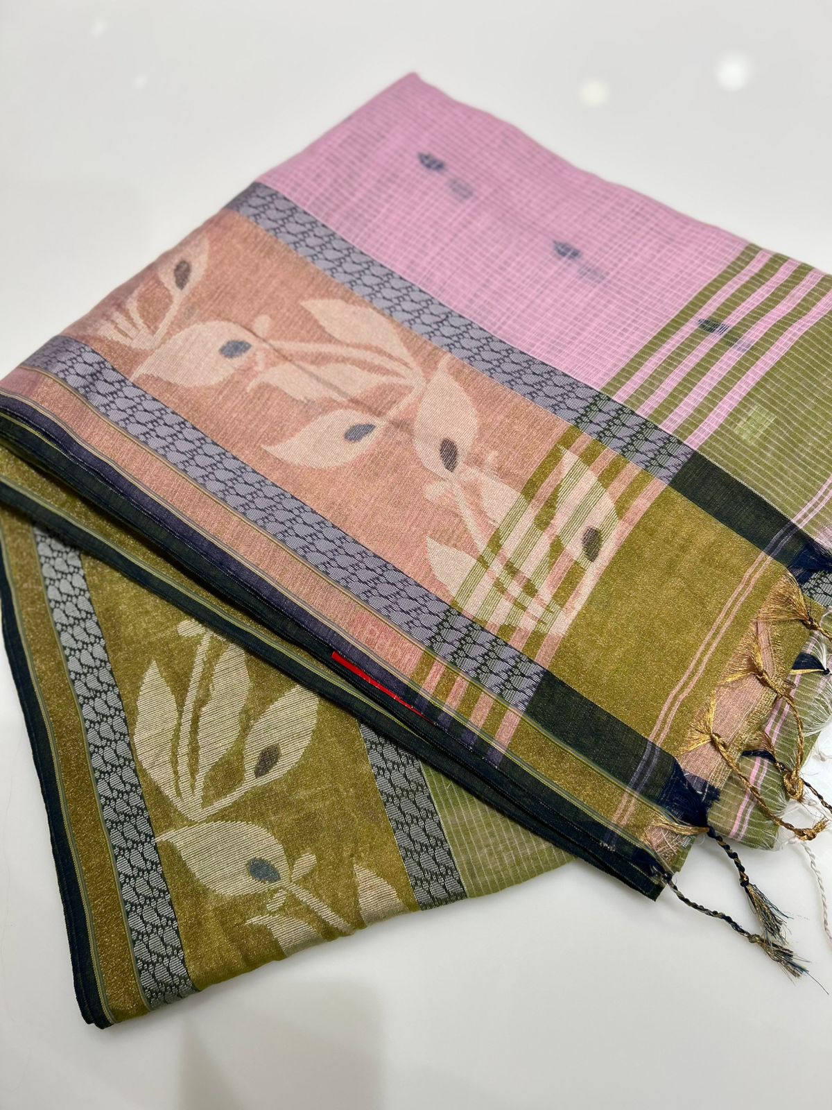 Cotton  Saree-Pink to Green shade Search code 7420