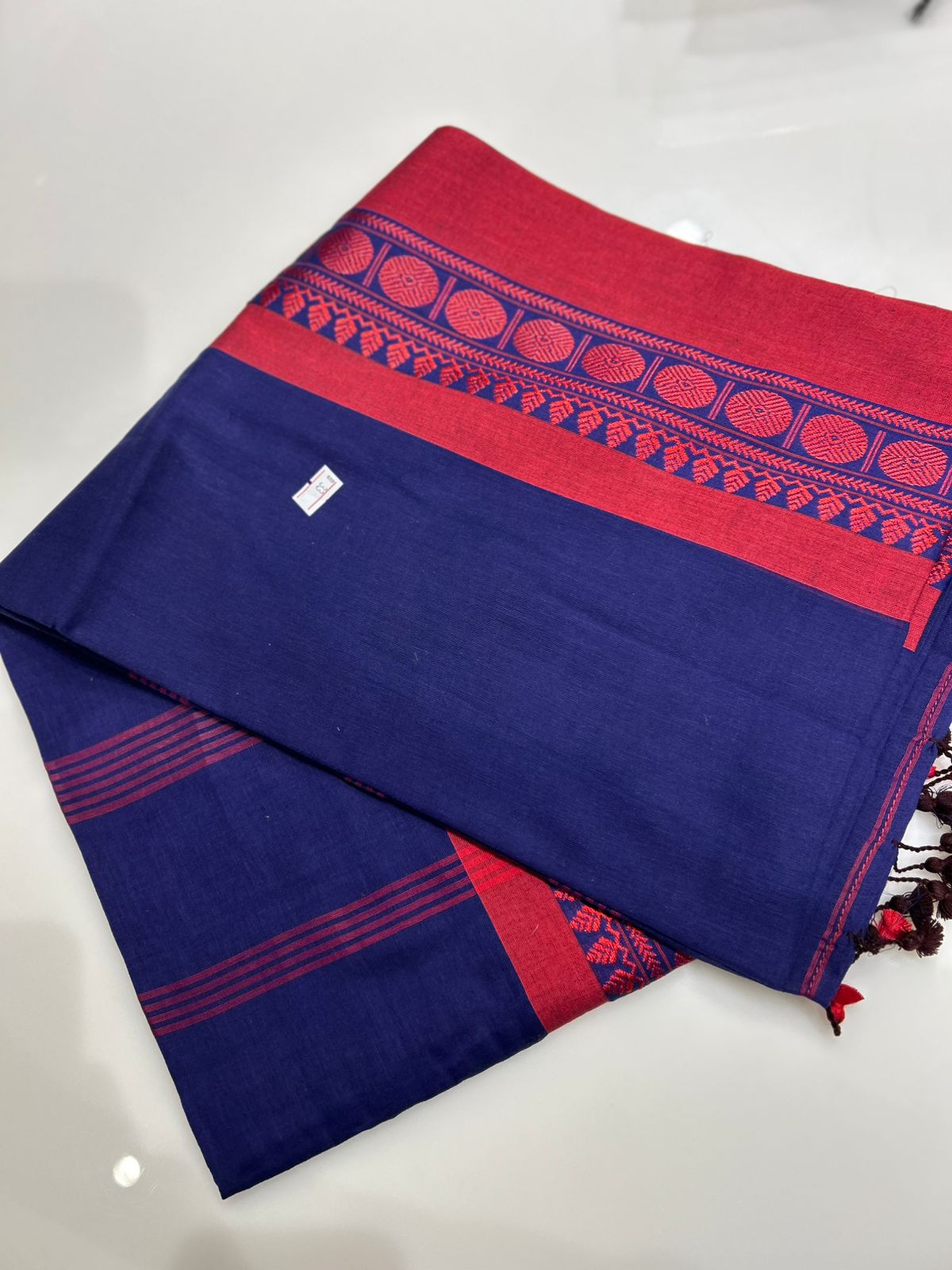 Cotton  Saree-Navy blue to Red shade Search code 7426