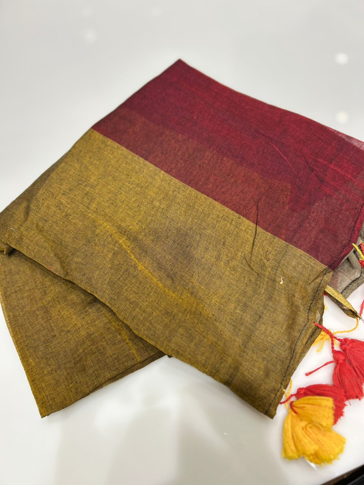 Mal Cotton  Saree-Maroon mastered shade Search code 7428