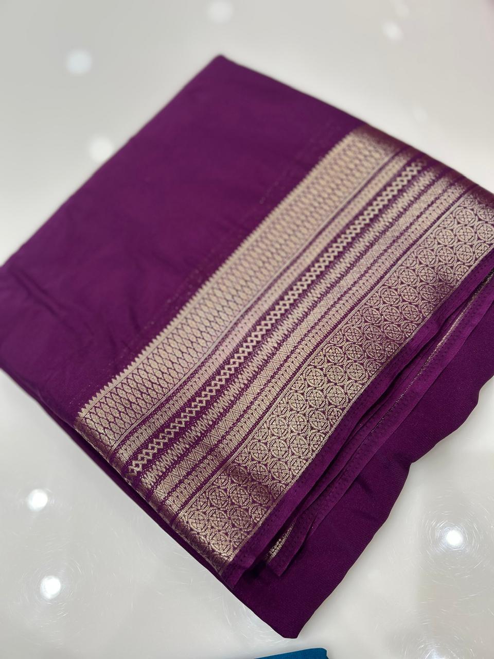 Crape Silk saree-Purple   shade Search code 7959