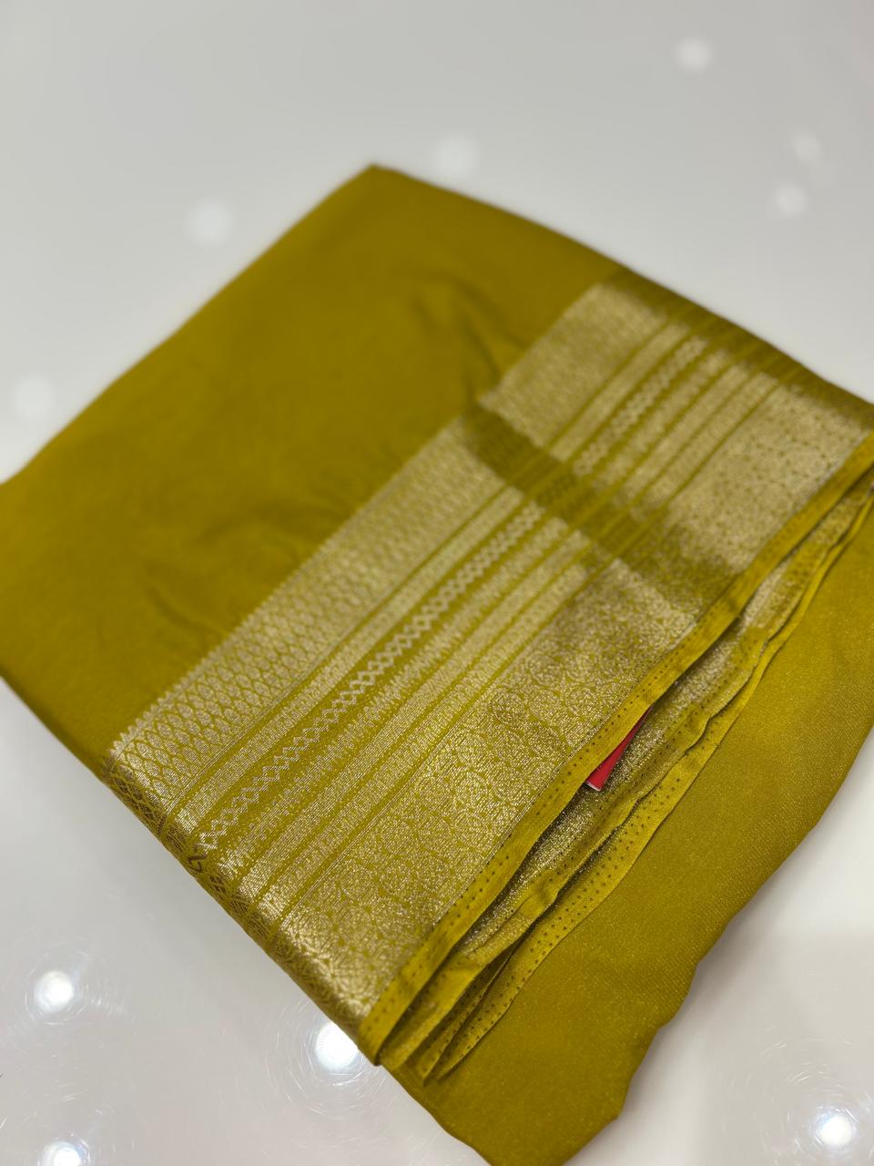Crape Silk saree-Green shade Search code 7963