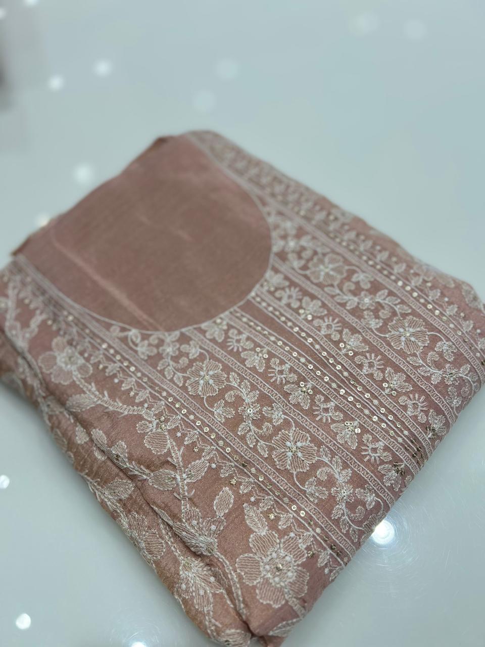 UNSTITCHED SALWAR  SUIT SET -Peach  Search code 7968