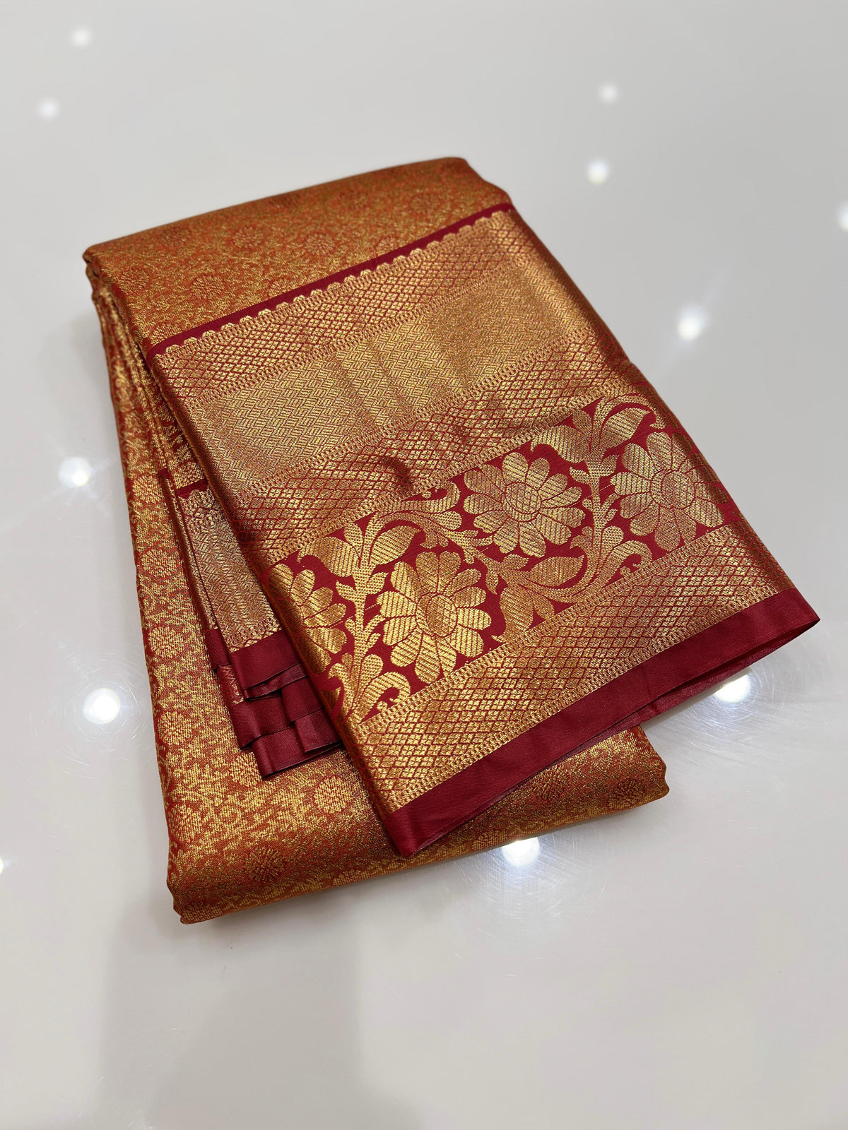 Tissue Saree - Maroon red  search code 1500