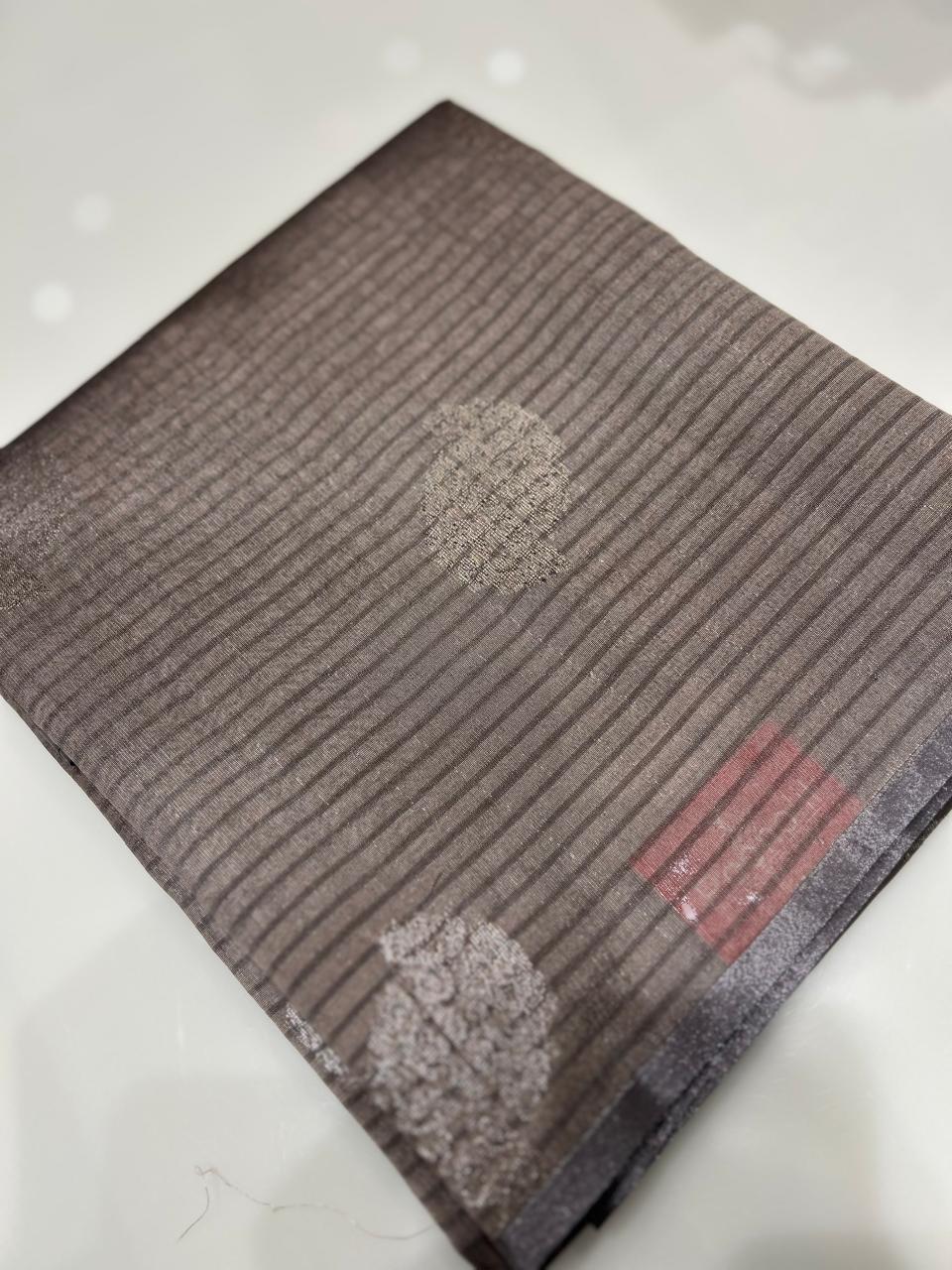 Art Silk  Saree  - Brown shade  Search code 2421