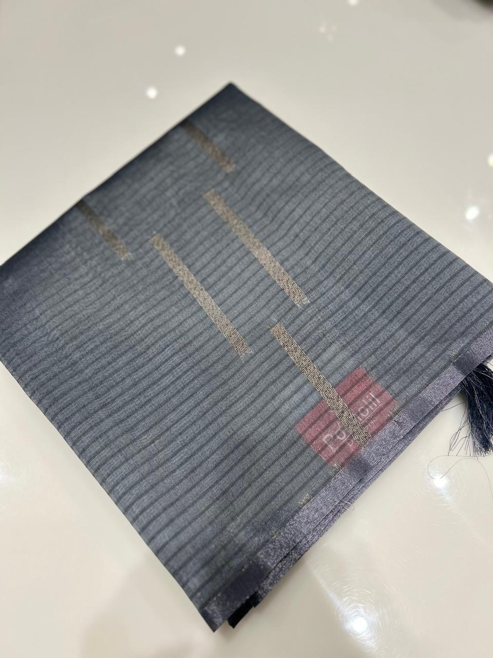 Art Silk  Saree  - Dusty blue  shade  Search code 2404