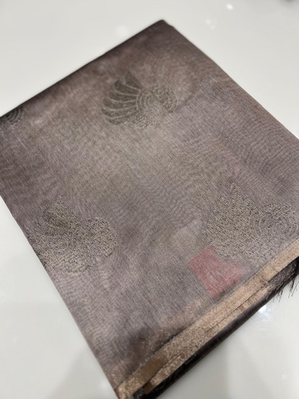 Art Silk  Saree  - Brown  shade  Search code 2407
