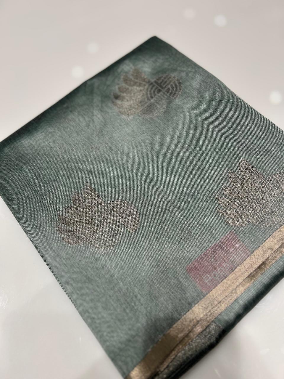 Art Silk  Saree  -Olive green  shade  Search code 2410