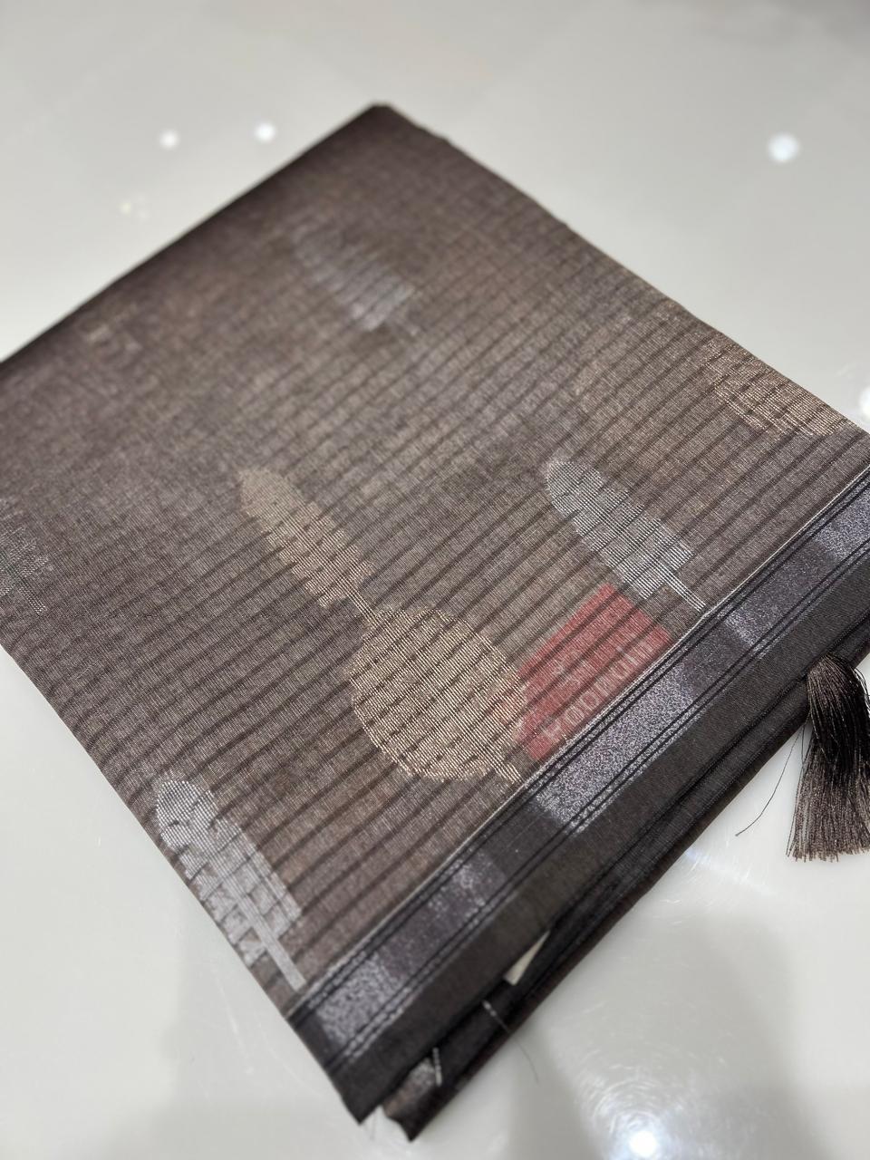 Art Silk  Saree  - Brown shade  Search code 2417
