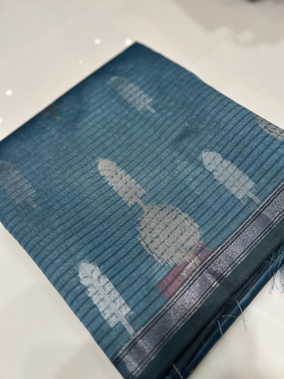 Art Silk  Saree  - Blue shade  Search code 2416