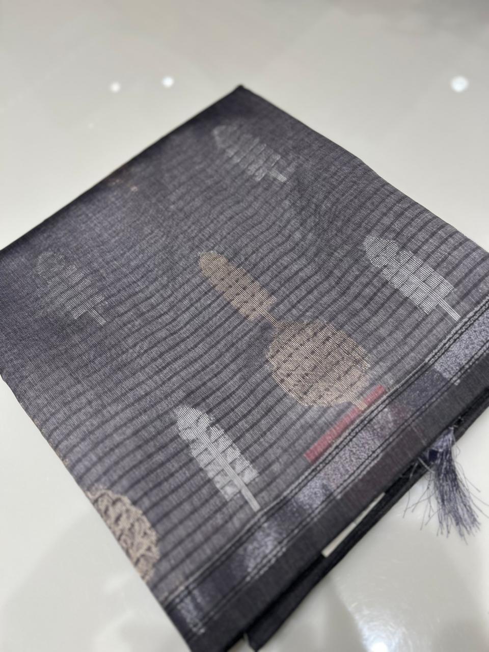 Art Silk  Saree  - Cement gray shade  Search code 2418