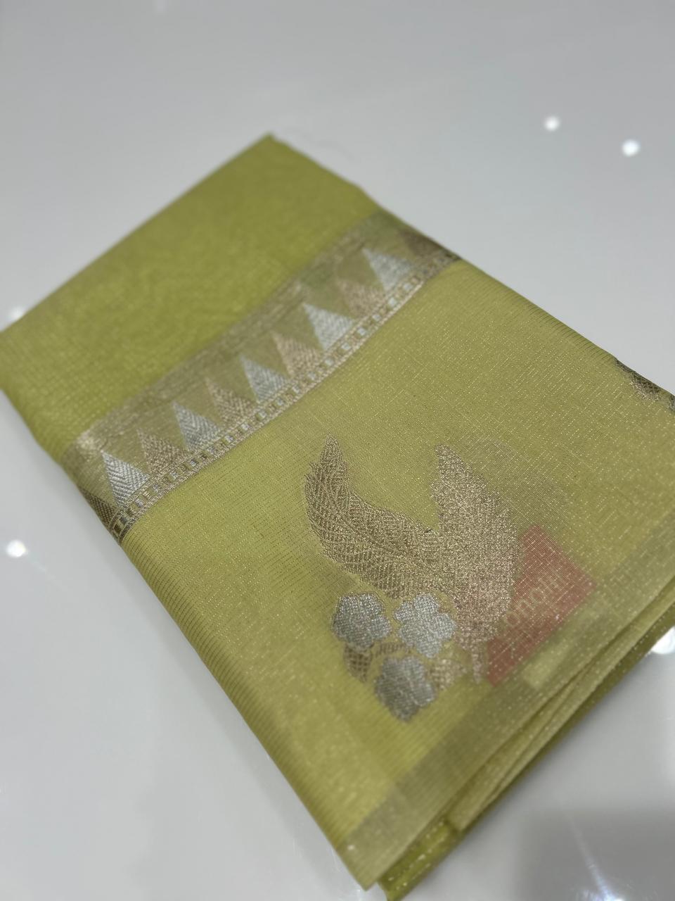 Banarasi Art Silk Saree  -Green shade  Search code 2427