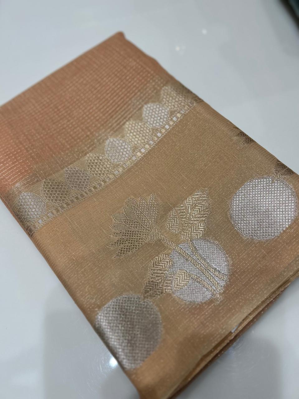 Banarasi Art Silk Saree  -Peach shade  Search code 2438