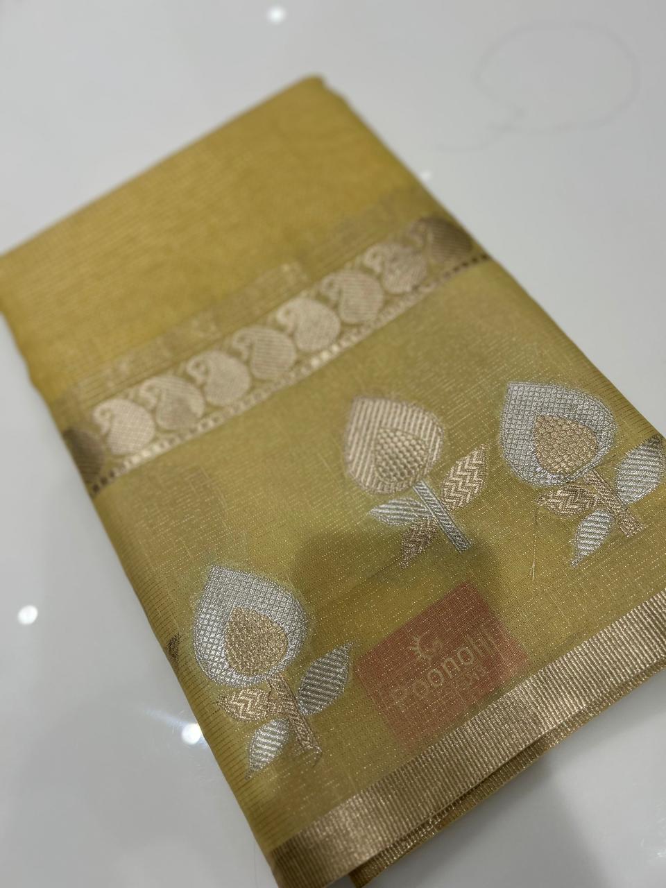 Banarasi Art Silk Saree  -Yellow shade  Search code 2430