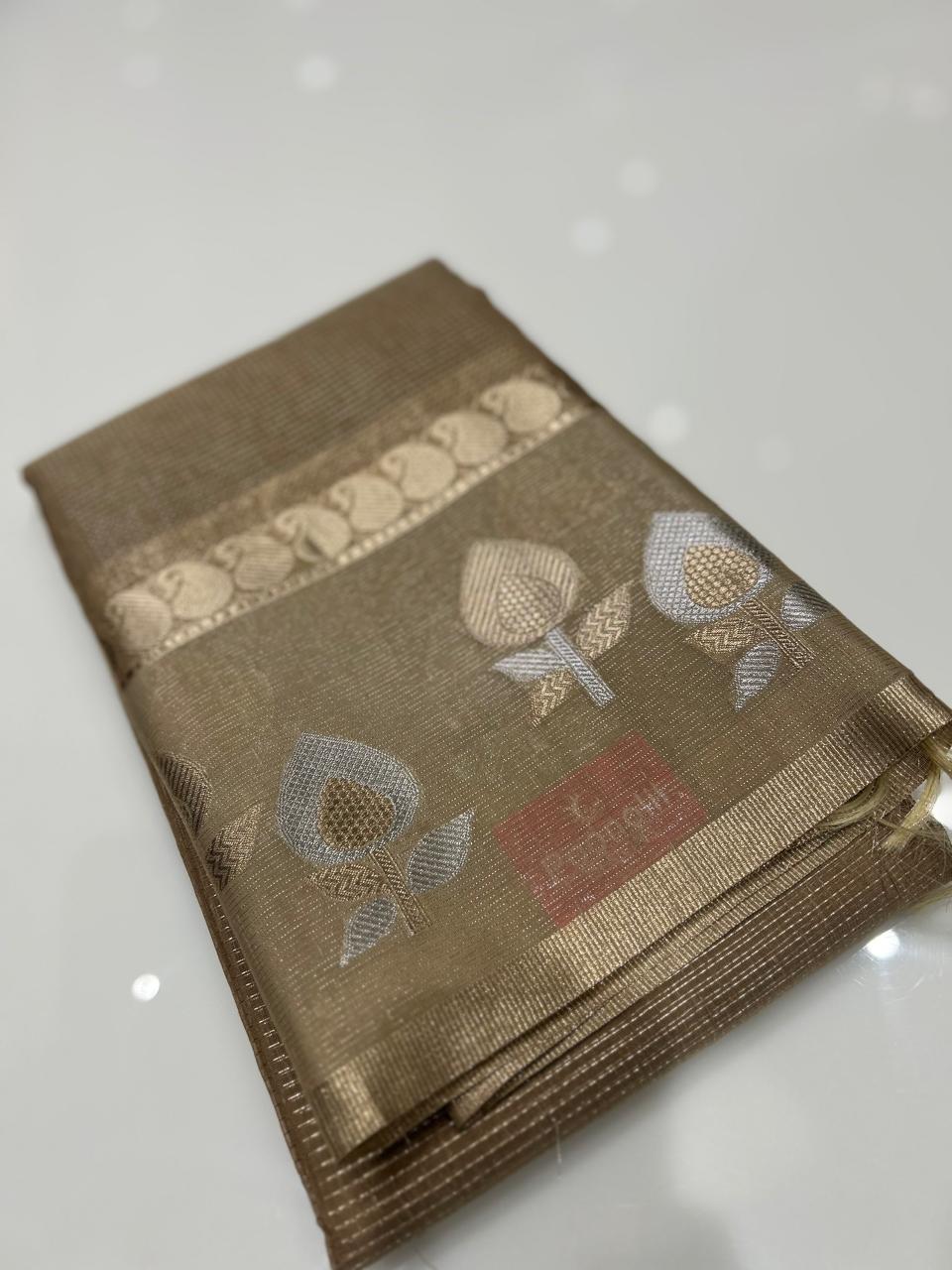 Banarasi Art Silk Saree  -Brown shade  Search code 2432