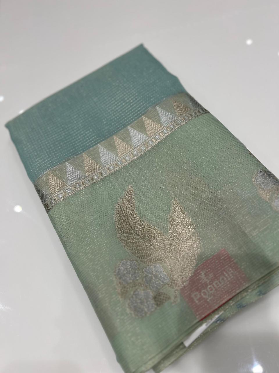 Banarasi Art Silk Saree  -Blue Green  shade  Search code 2423