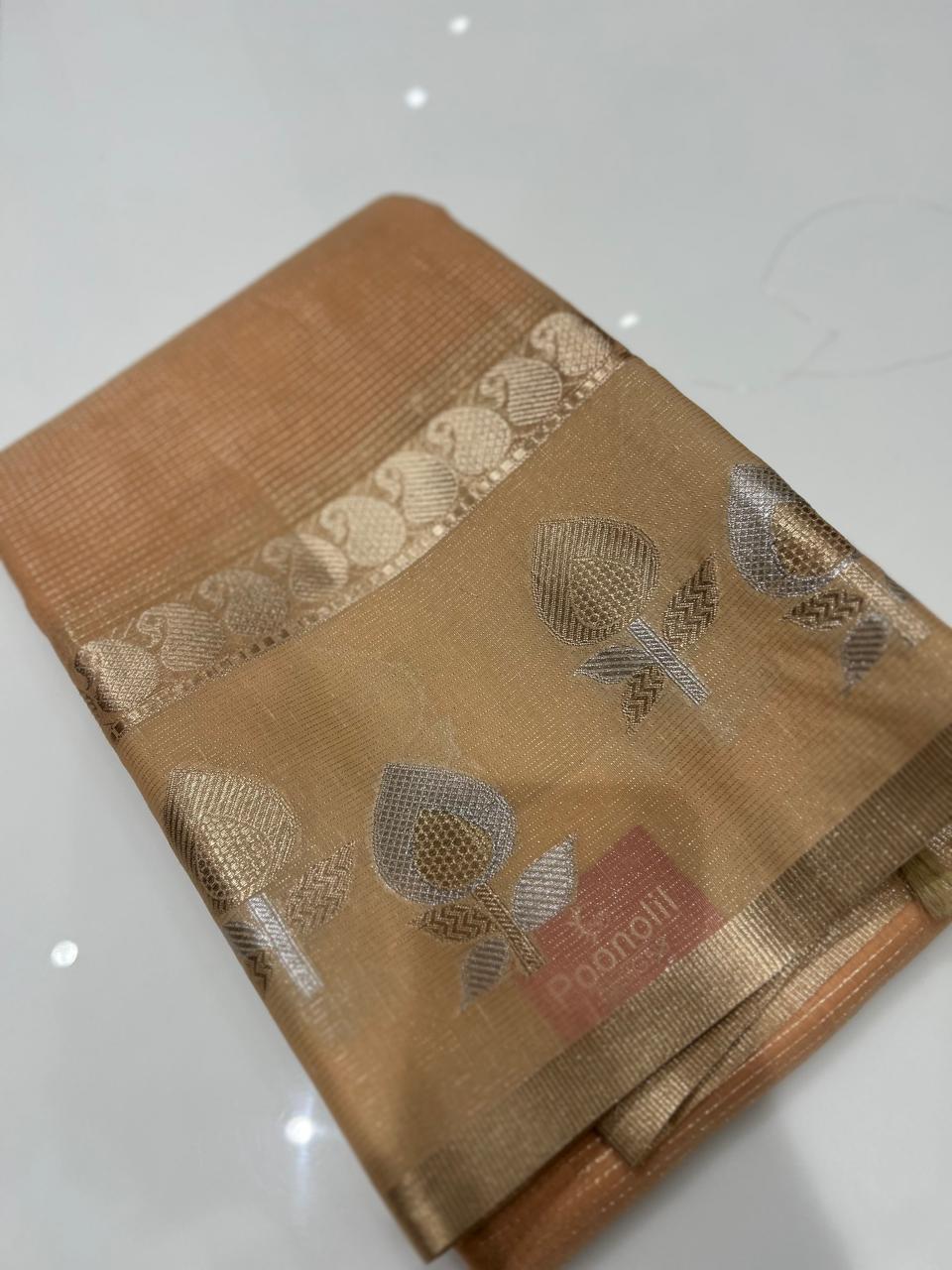 Banarasi Art Silk Saree  -Peach shade  Search code 2431