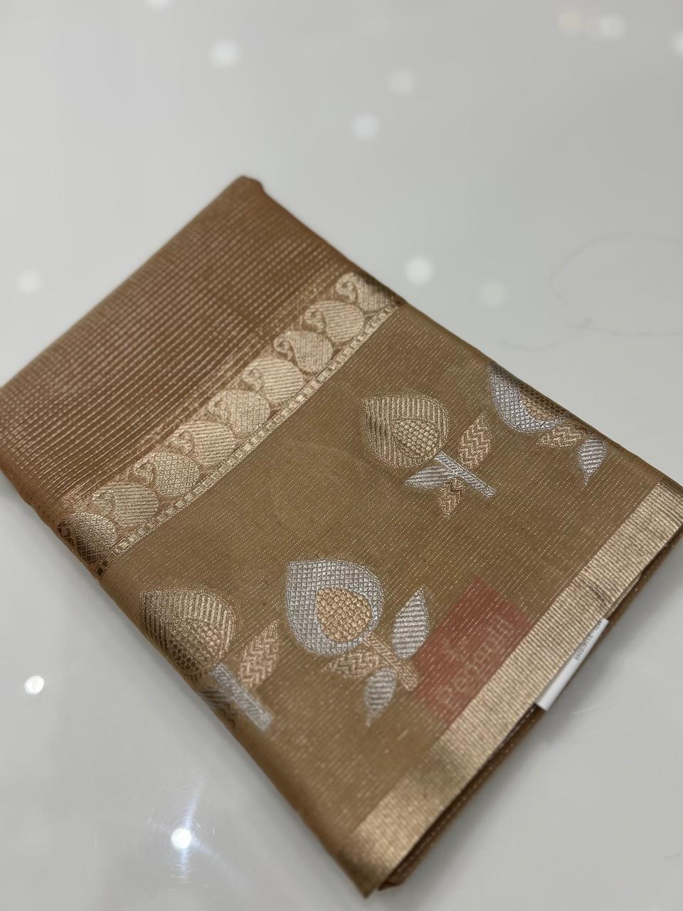 Banarasi Art Silk Saree  -Biscuit shade  Search code 2437