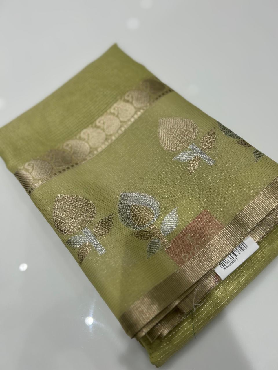 Banarasi Art Silk Saree  -Green shade  Search code 2428