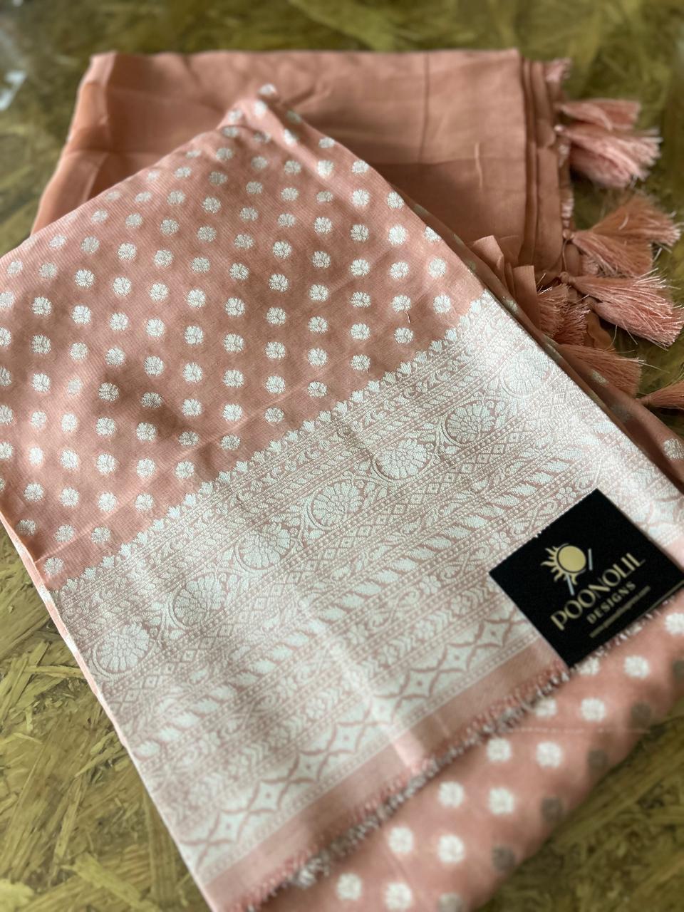 UNSTITCHED SALWAR SUIT SET  -Salmon peach  shade Search code 3750