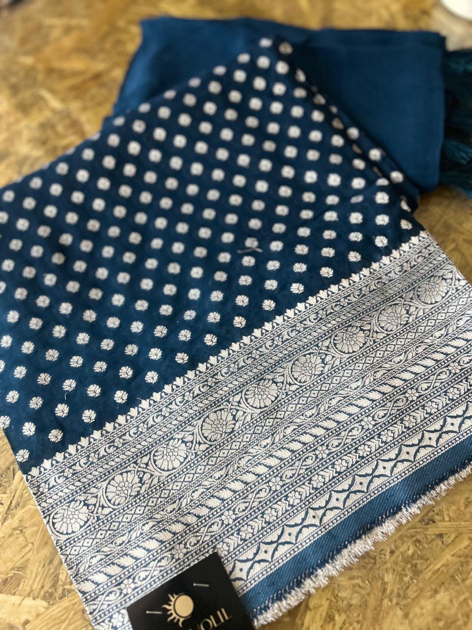 UNSTITCHED SALWAR SUIT SET  -blue shade Search code 3752