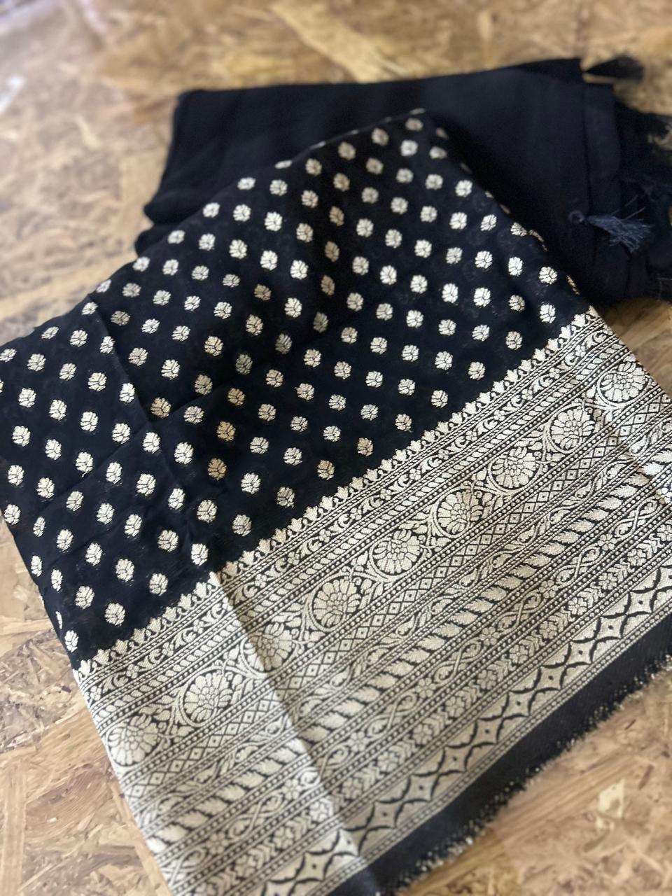 UNSTITCHED SALWAR SUIT SET  -Black shade Search code 3755