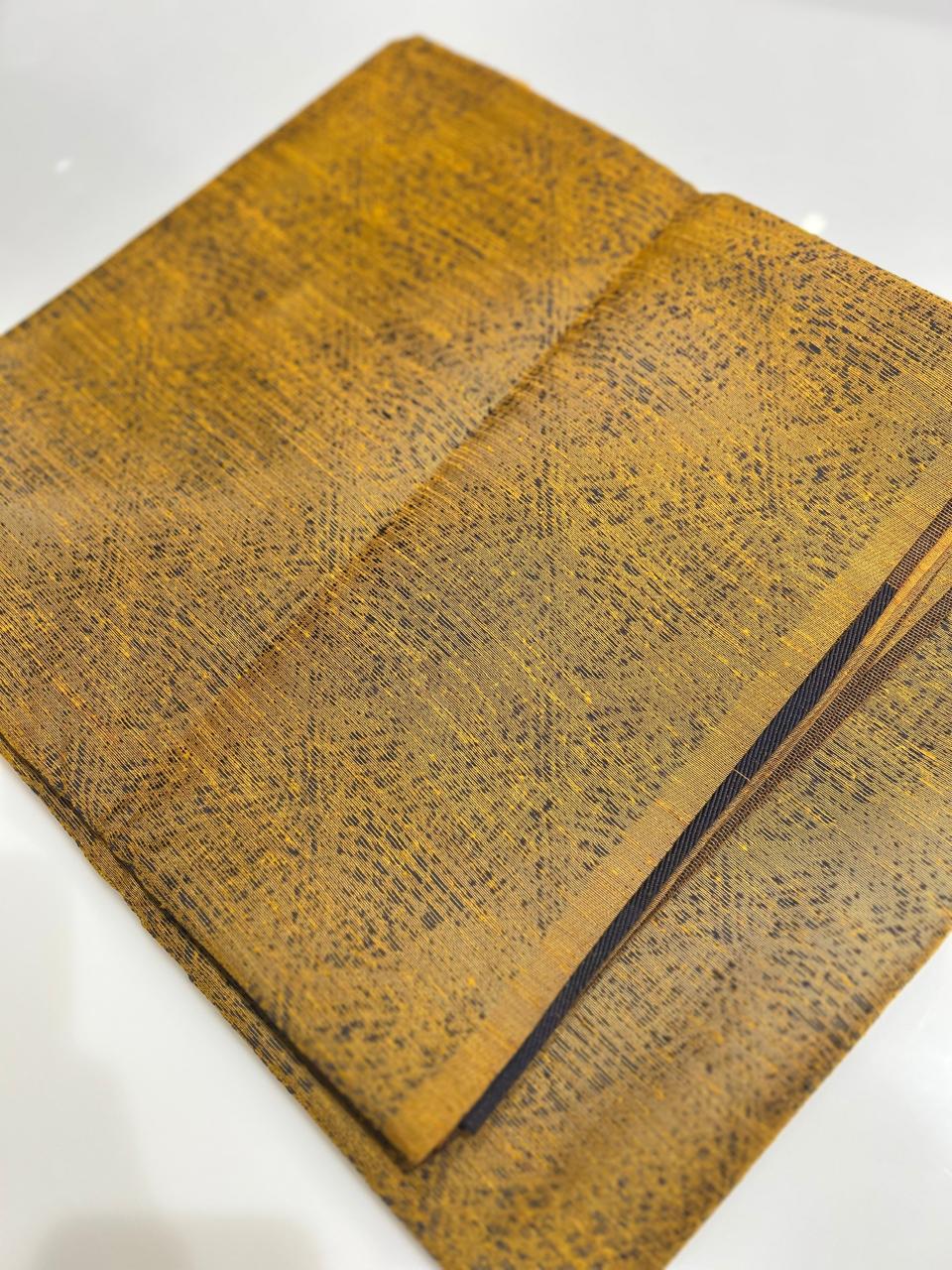 Jute matka silk saree  -Yellow blue   shade  Search code 4606