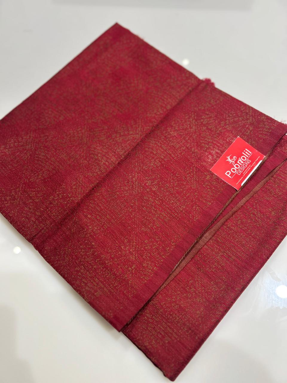 Jute matka silk saree  -Marron shade  Search code 4607