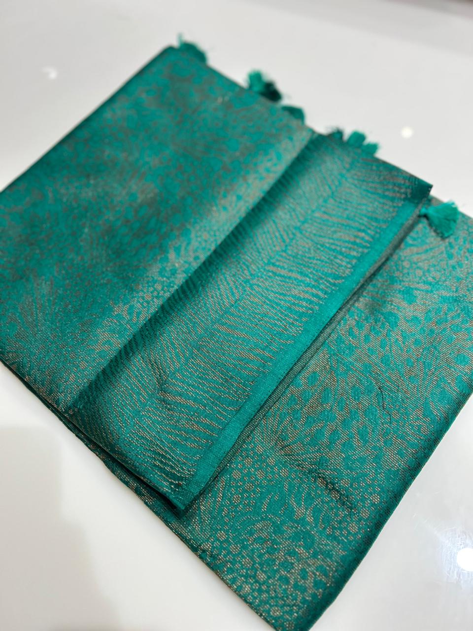 Jute matka silk saree  -Till blue  shade  Search code 4612