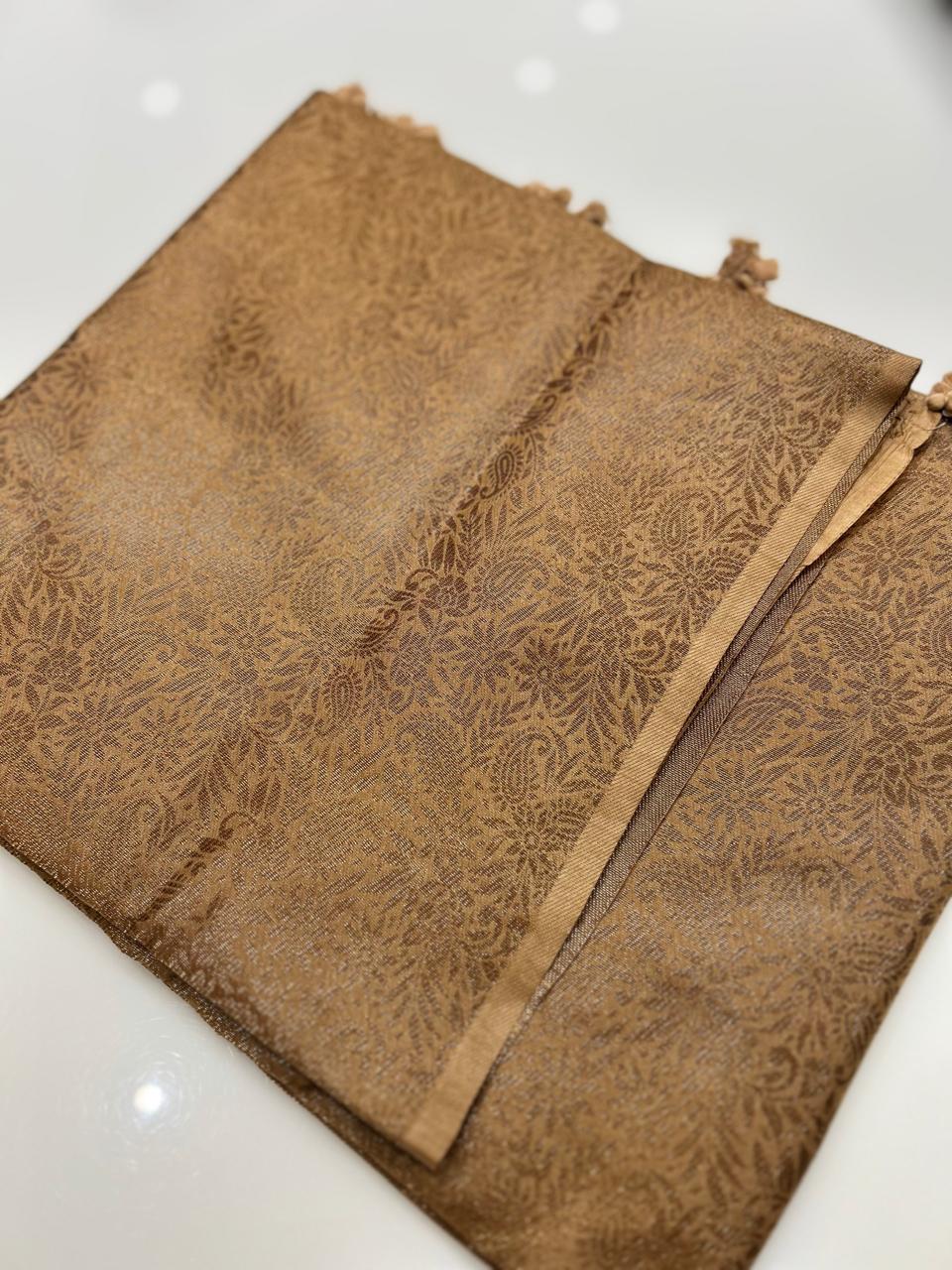 chiniya silk saree  - Biscuit shade  Search code 4615