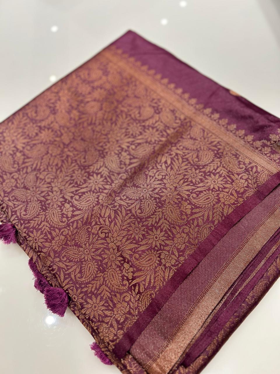 chiniya silk saree  - Onion pink shade  Search code 4616