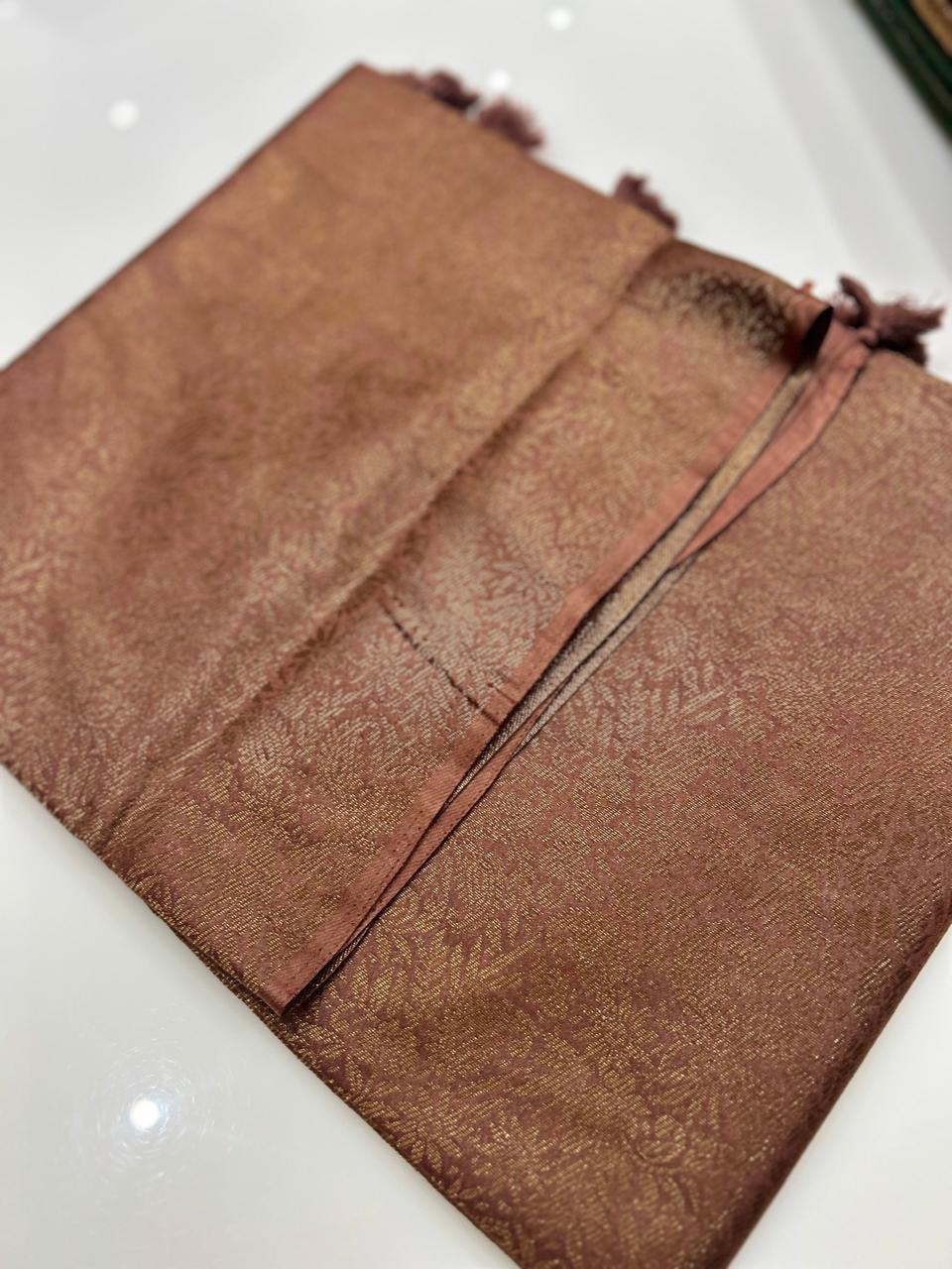 chiniya silk saree  - Mud  shade  Search code 4617