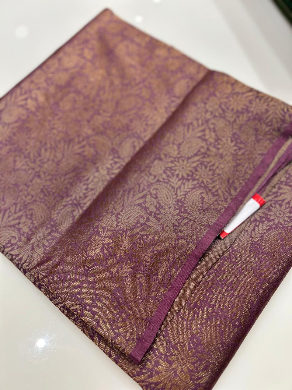 chiniya silk saree  - Mauve shade  Search code 4618