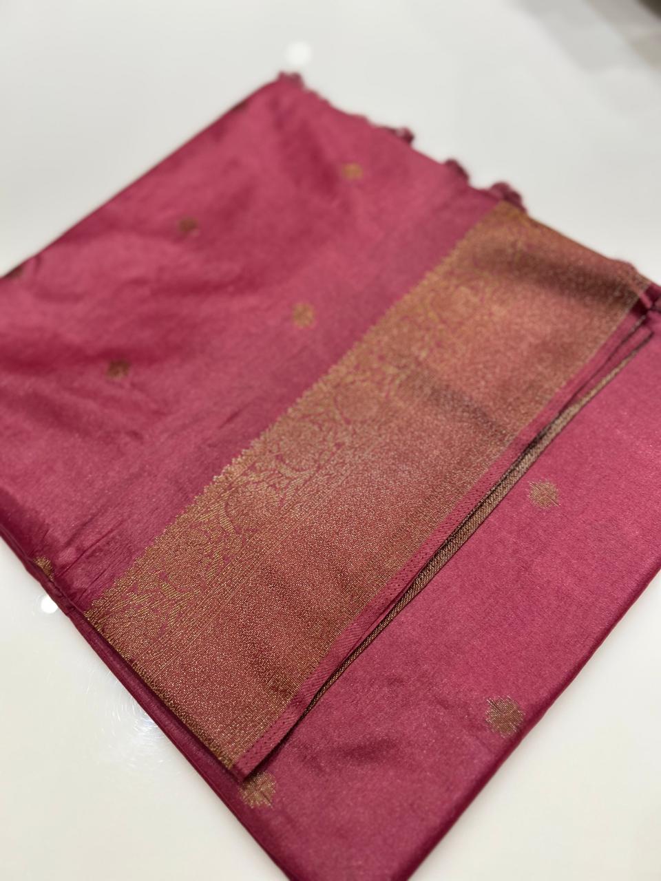 chiniya silk saree  -Onion pink shade  Search code 4623