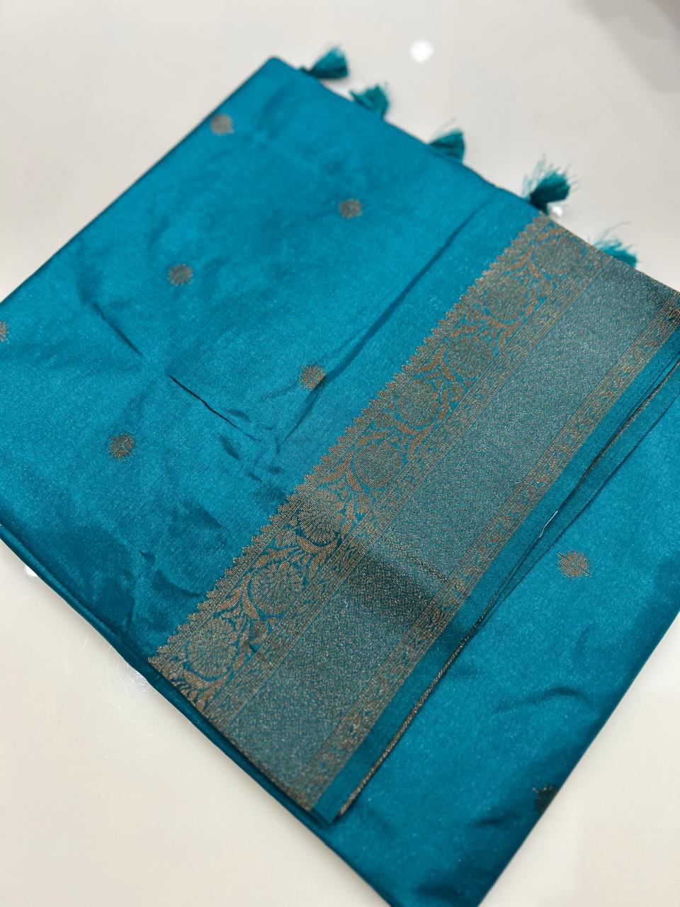 chiniya silk saree  -Blue shade  Search code 4624