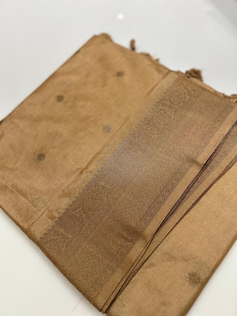 chiniya silk saree  -Carmel  shade  Search code 4627